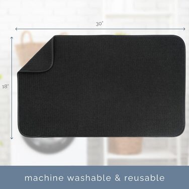 Килимок для сушіння посуду S&T Jumbo-Abtropfmatte 45.7x76.2 см, чорний - мікрофібра, для кухні, для тарілок, каструль та сковорідок