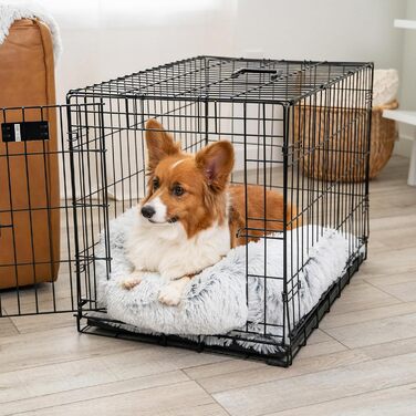 Круглий лежак для тварин Best Friends by Sheri The Original Calming Donut Lux - заспокійливий лежак з штучного хутра, 58x58 см (з валиком для шиї, матрац для ліжка, 82x57x18 см), колір Frostgrau