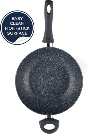 Сковорода Russell Hobbs RH00840EU7 з антипригарним покриттям, 20 см, для приготування омлетів, індукційна, з бакелітовою ручкою, з нержавіючої сталі, Nightfall Stone (вок 28 см з кришкою)