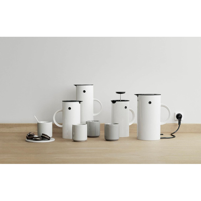 Термос Stelton EM77 - 1 літр, білий. Зберігає тепло та холод, з скляною вставкою, магнітний замок, для чаю та кави, вінтажний дизайн