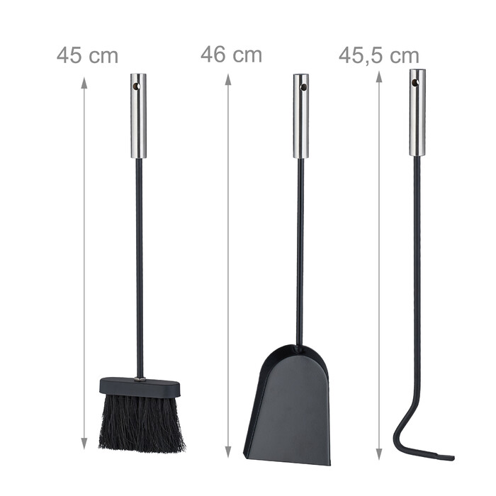 Relaxdays 4-Piece Fireplace Set in Black
