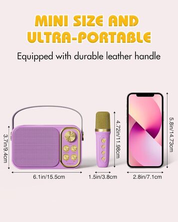 Караоке машина з 2 мікрофонами, портативна Bluetooth колонка для дітей та дорослих, 7 голосових ефектів, ідеальна для вечірок та днів народження (фіолетовий)