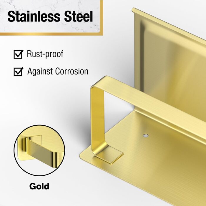 Тримач туалетного паперу HITSLAM без свердління, нержавіюча сталь з полицею, самоклеючий, для ванної кімнати, щіткова мідь