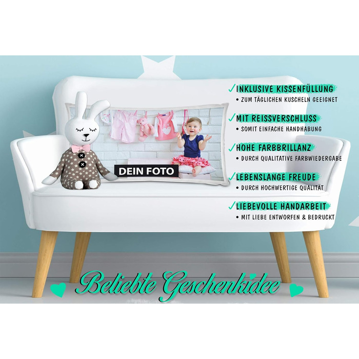Персоналізована фотоподушка Print Royal XXL 80x40 см з наповнювачем, поліестер, індивідуальний друк – ідея подарунку