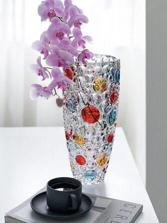 Ручна ваза з кришталевого скла з золотим візерунком, 30 см. Сучасна ваза для дому, весілля