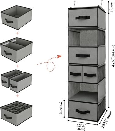 Органайзер для шафи GRANNY SAYS, сірий, з висувними ящиками, настінний, 1 шт.
