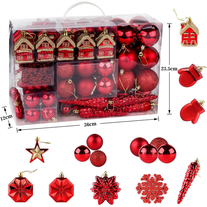 Набір прикрас на ялинку: новорічні кулі Рожево-золоті, 100 шт., діаметром 3, 4 та 6 см, пластикові. Ідеально для прикрашання ялинки на Різдво та Новий рік