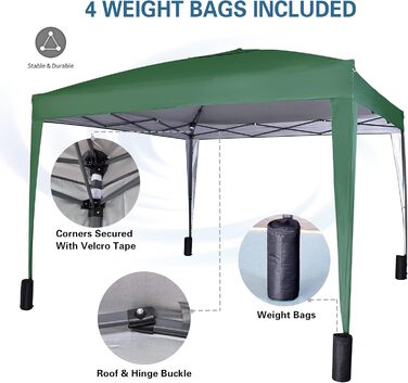 Pavilion with silver protective coating, waterproof, 3 x 3 m, White (Green)