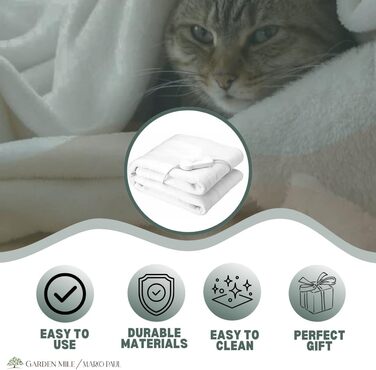 Електрична ковдра Marco Paul з підігрівом, велика флісова ковдра, терапія теплом, для зняття болю в спині, для дивана (сірий фліс)