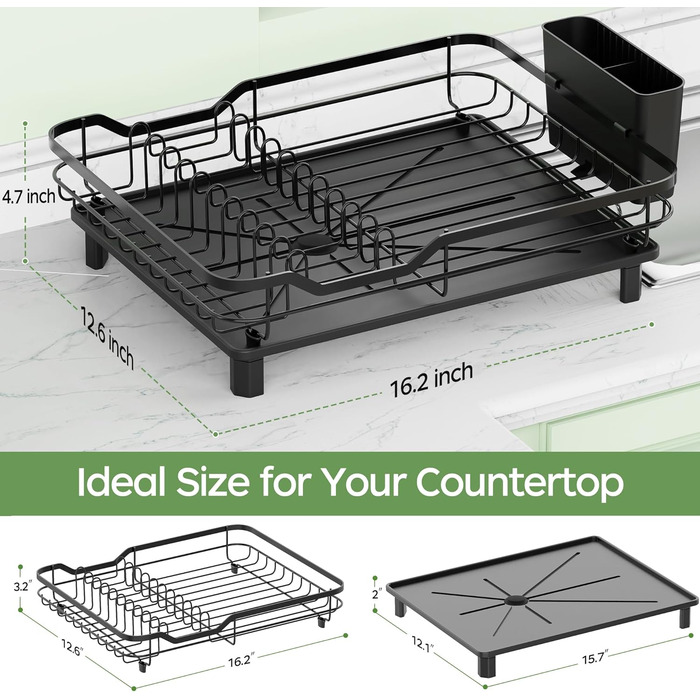 Підставка для посуду ROTTOGOON з нержавіючої сталі, 2-рівнева, чорна. Організатор для кухонних аксесуарів