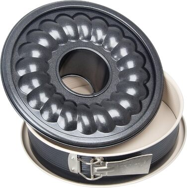 Zenker 7813 Springform Crème Noir with 2 tiers, diameter 29 cm, stainless steel, gray / beige, 28 x 28 x 7 cm, anthracite / cream