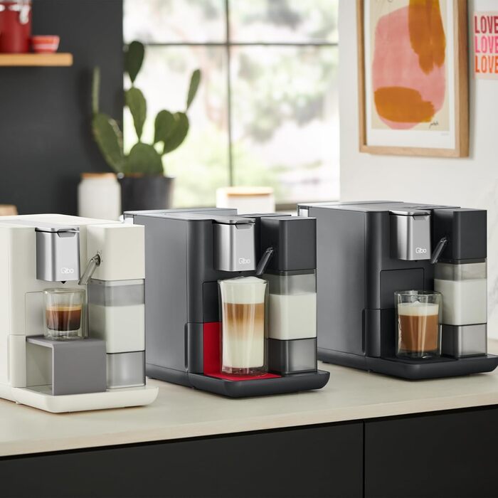 Tchibo Qbo MILK MASTER Premium Capsule Machine for Cappuccino, Espresso, Caffè Crema, Caffè Grande, Milk Foam at the touch of a button with a removable 300ml milk tank, with automatic shut-off, Lipstick Red
