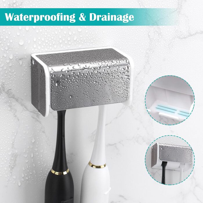 Електрична зубна щітка для дітей з тримачем на стіну без свердління для сім'ї (Brushed Silver)