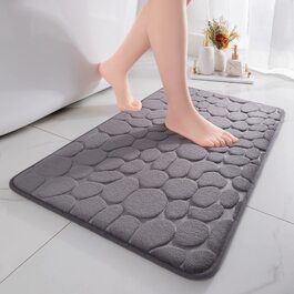Килимок для ванної кімнати chakme з ефектом пам'яті (Memory Foam), абсорбуючий та протиковзкий килим у ванну та вітальню, 43×61 см, темно-сірий