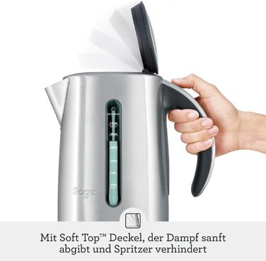 Електричний чайник Sage Smart Kettle з нержавіючої сталі - 1,7л, швидке кип'ятіння, 5 режимів, підтримання тепла, 360° обертання