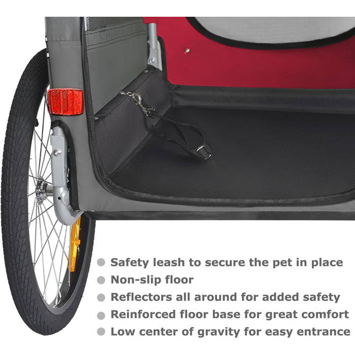 DOGGYHUT® Преміум велосипедний причіп для собак середнього розміру до 23 кг, складний (червоний)
