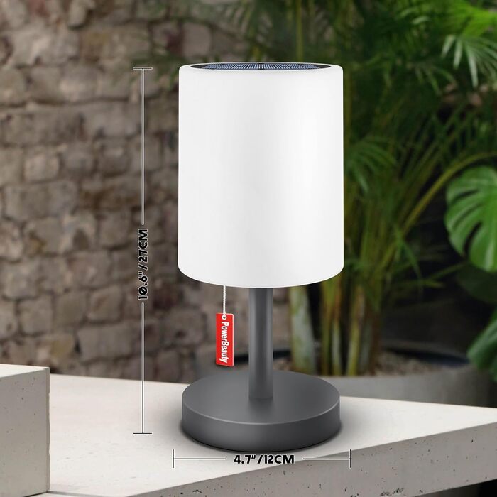 Світлодіодний солярний настільний світильник для вулиці 2-в-1, бездротовий, 8 кольорів, для саду, кемпінгу (Сірий)