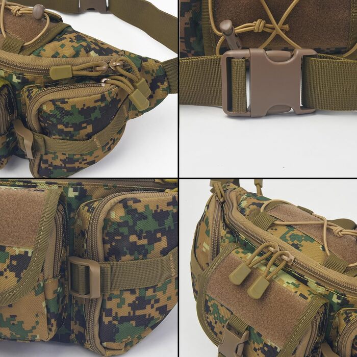 Тактична чоловіча поясна сумка Molle, водонепроникна, унісекс, для туризму, подорожей, бігу, кемпінгу (камуфляж 