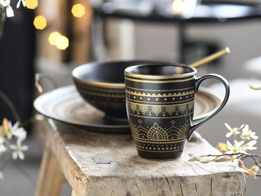 CreaTable Набір посуду MANDALA GOLD - чорний, 16 частин, кераміка, для дому, в духовку та мийку