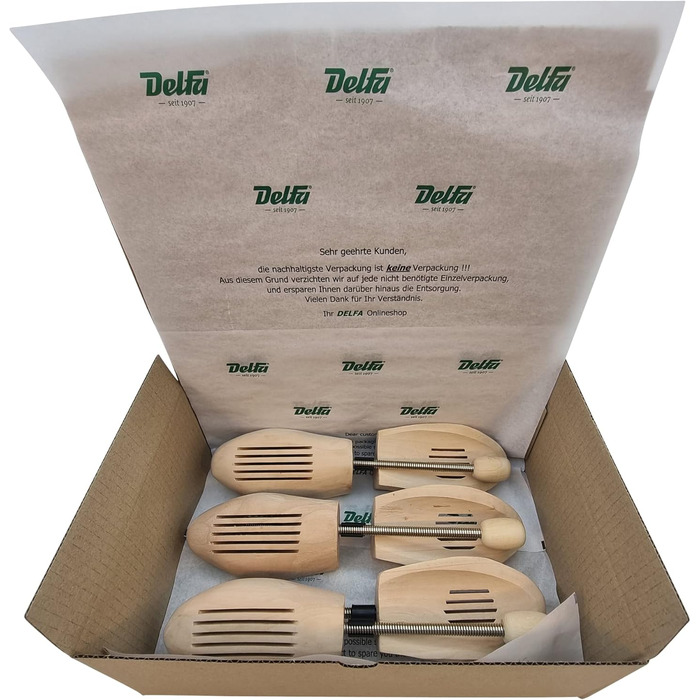DELFA 3-Pair Shoe Stretcher Shoe Former Shoe Expander Birchwood with Metal Spiral Spring