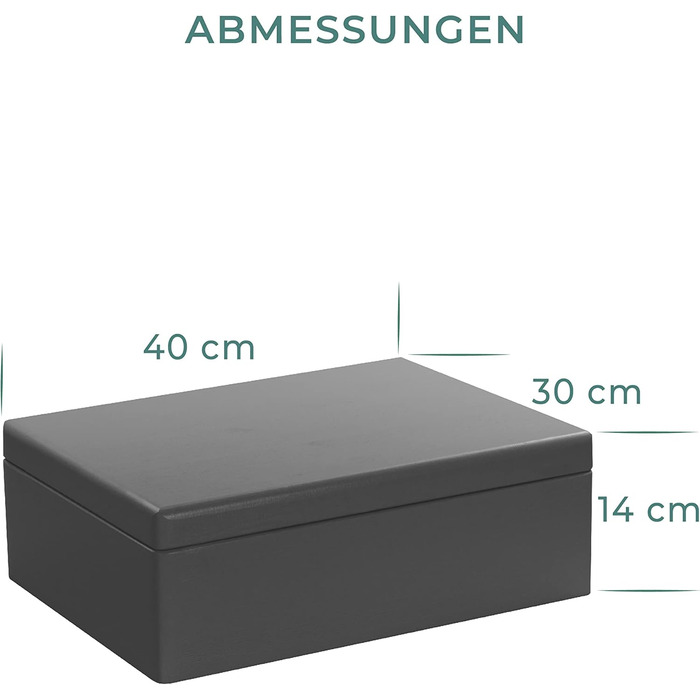 Large Wooden Box with Lid - All-Purpose Wooden Box - Storage Box | Toy Chest - Gift Packaging | Decorative Box for Crafts FSC® (approx. 40 x 30 x 14 cm | L, Black)