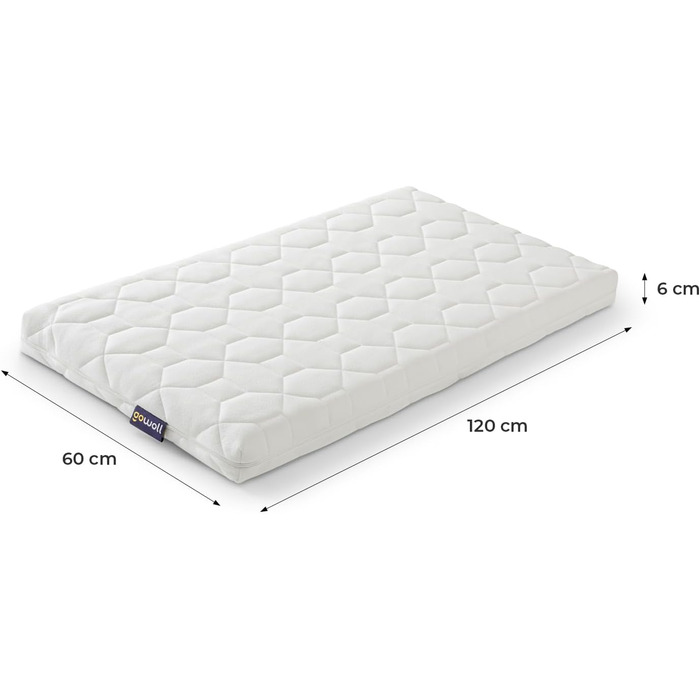 Дитячий матрац gowoll Wave Baby 70x160 см з холодної піни, 6 см, з каналом проти задухи для ліжечка, будиночка, дорожнього ліжка