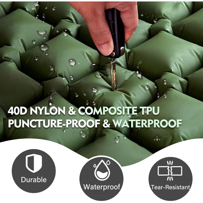 Ultralight Camping Sleeping Pad with Built-in Pillow & Foot Pump - Inflatable Air Mattress for Camping, Backpacking, Hiking, Travel & Tent Use (Gray, Double Size)