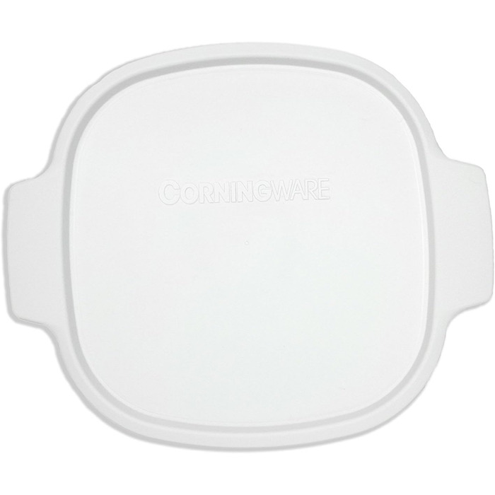 Кришка для посуду CORNINGWARE StoveTop 2/3 л, біла, пластик, квадратна, для Corningware A-2, з фіксатором, для мікрохвильовки та посудомийки
