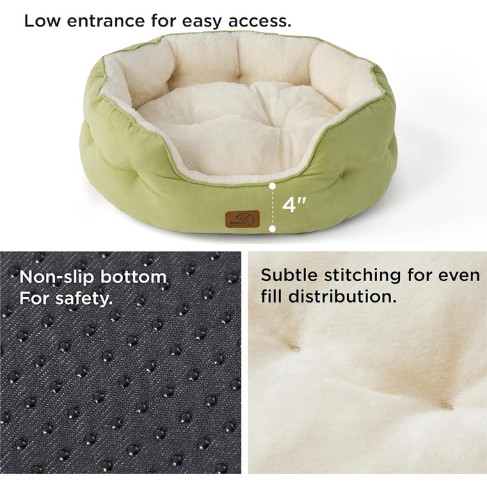 BEDSURE Cat Bed Washable - 63x53x20cm Cat Bed with Reversible Inner Cushion Cat Sleeping Place for Cats or Small Dogs (Light Green, L 63 x W 53 x H 20 cm)