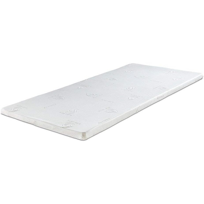 ELONEO Mattress Topper Replacement Cover with Zipper, Aloe Vera Cover suitable for all 4 cm Mattress Toppers, hypoallergenic, skin-friendly & washable, White (80 x 200 cm)