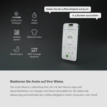 Зволожувач повітря MeacoDry Arete One 6L з очищувачем повітря | Тихий (32 dB), HEPA-фільтр H13, 1.8L резервуар, для спалень та квартир