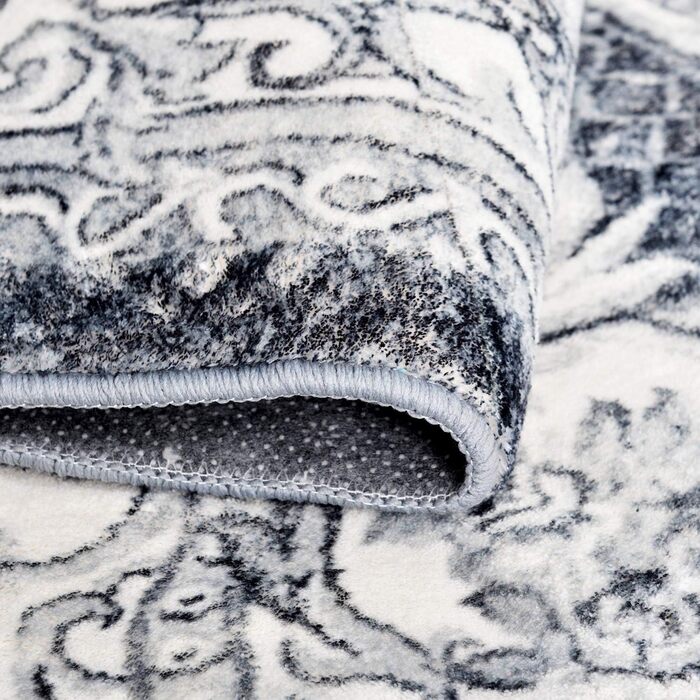 Килимок для вітальні сучасний, короткий ворс, неслизький, пральний, м'який, для вітальні, спальні та їдальні, сіро-білий, 120 x 160 см