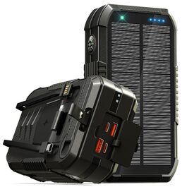 Портативний зарядний пристрій Solar Powerbank 70000mAh з сонячною панеллю, PD 30W, USB-C, 3.0A, інтегрованим кабелем, бездротовою зарядкою 15W, ручним генератором, LED-індикаторами, ліхтариком, для смартфонів, чорний