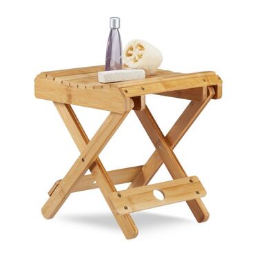 Relaxdays Folding Bamboo Stool
