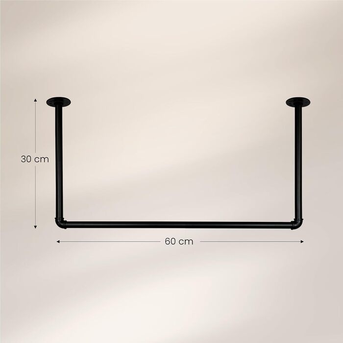 Clothes Rack Wardrobe Industrial Design for Ceiling | Width 70 cm x Height 50 cm | Ceiling Mounting | Wardrobe Rail | Dressing Room | Bedroom | Hallway | Walk-in Closet (Width 60 cm x Height 30 cm)