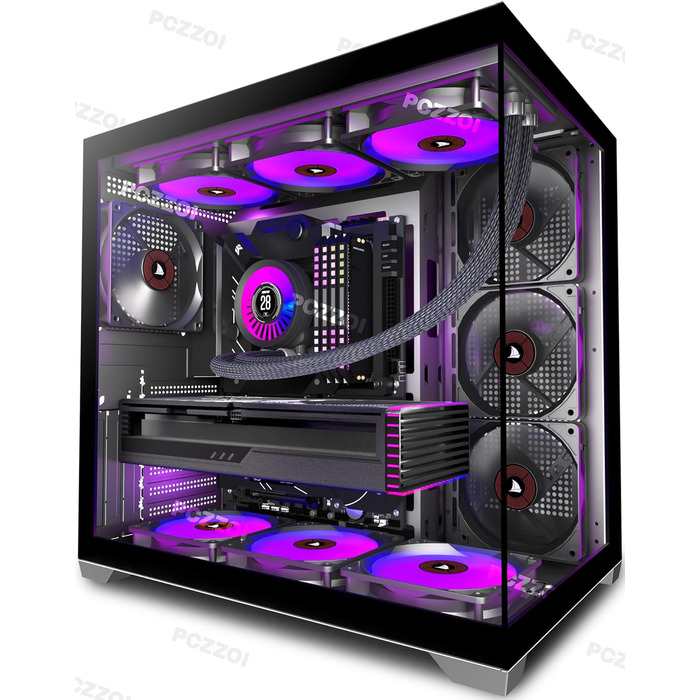 Корпус ПК KEDIERS G500 (білий) з 7 ARGB-вентиляторами, Mid-Tower ATX, з подвійним загартованим склом, для геймінгу