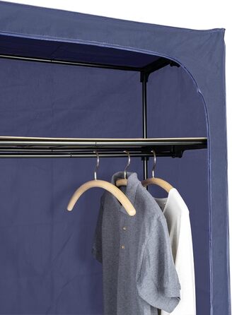 WENKO Business Wardrobe with Shelf and Clothes Rail, Fabric Wardrobe for Dust-Free Storage of Textiles, Metal Frame and Fabric in Durable Polyester Quality, 75 x 160 x 50 cm