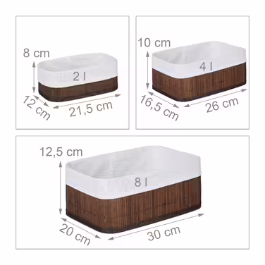Relaxdays Bathroom Storage Basket 3-Piece Set