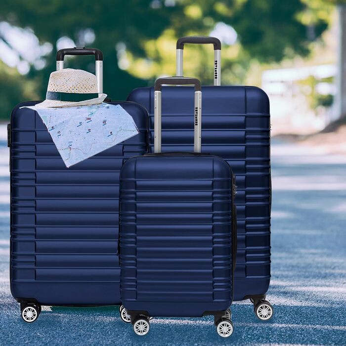 Набір валіз TRVLMORE 3 в 1: маленька, середня, велика, сірий колір. Валізи з твердим корпусом, 55x40x20 см (ручна поклажа).