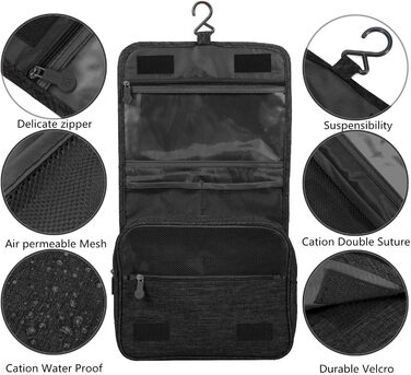Чоловіча/Жіноча Сумка для Туалетних Принадлежностей, Розкладна, з Ручкою, для Подорожей, Чорна