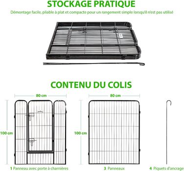 Клітка-вольєр для собак, цуценят та кроликів Gardeo, 80 x 100 x 4 см, 4 панелі, 0,64 м², модульна, для внутрішнього та зовнішнього використання, складана, 5 років гарантія