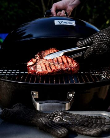 Кульовий гриль BBQ-Toro 57 см для вугілля з термометром і кришкою, круглий мангал на дровах, знімна кришка