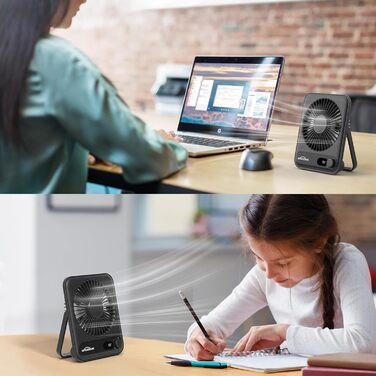 USB вентилятор WHATOOK: безшумний, з регулюванням швидкості 1-100, акумуляторний, LED-індикатор, портативний міні-вентилятор для офісу, дому, кемпінгу, подорожей (2000mAh, чорний & фіолетовий)