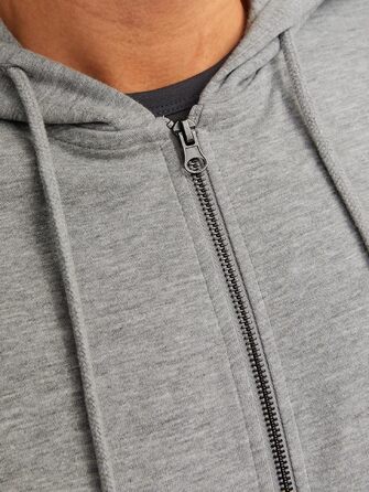 Чоловіча худі Jack & Jones однотонна з капюшоном, світло-сіра (розмір M)