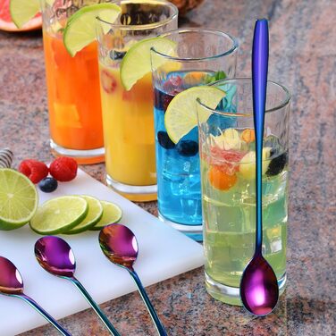 Ложка для Еспресо та Латте-Макіято Gräwe з нержавіючої сталі, довга, для кави, десертів та холодного чаю, миється в посудомийній машині, кольори (Райдуга)