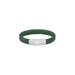 Браслет шкіряний Lacoste ROKEL плетене шкіряне, з магнітною застібкою (зелений/чорний)