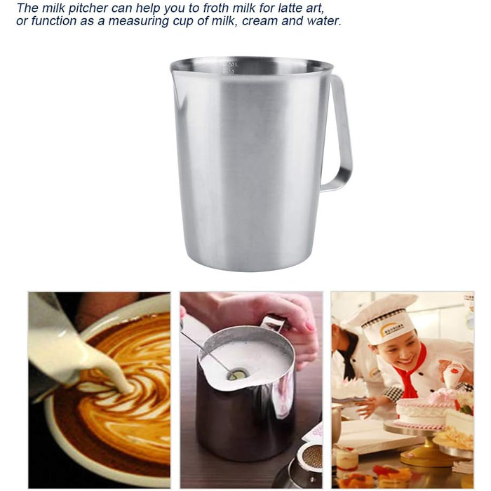 2000 ml Stainless Steel Measuring Cup, Measuring Pitcher with Handle for Latte Art Espresso Machines