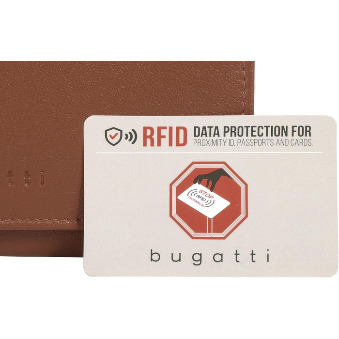 Жіночий гаманець BUGATTI PUNTO з натуральної шкіри, RFID захист, 19 відділень для карток, чоловічий та жіночий, кнопка, зовнішня блискавка