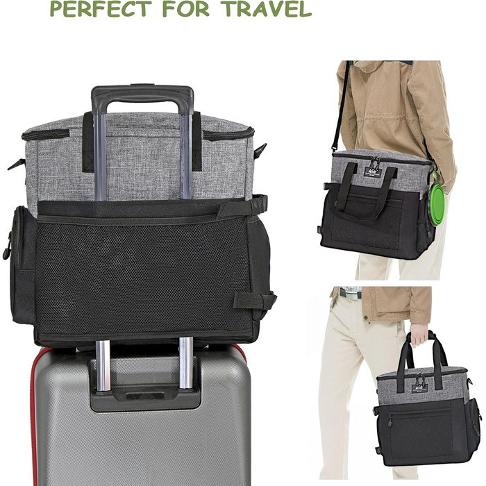 Сумка для собак Wolt: переносна сумка для подорожей з набором мисок та контейнерами, сірого кольору