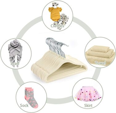 Набір велюрових вішалок для дитячого одягу ilauke (20 шт.), бежевий колір, з антиковзким покриттям